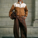 AKNOTIC Men's Casual Embroidery Letter Pattern Colorblock Long Sleeve Jacket