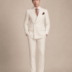Ivory Double-Breasted Peak Lapel Suit