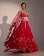 Evara raspberry pink silk lehenga