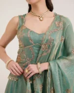 Mira teal green fendi silk lehenga - Image 2